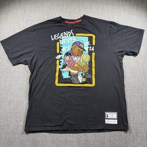 Makobi Shirt Mens 2XL Black Legends Never Die Teddy Bear Basketball Graphic Tee